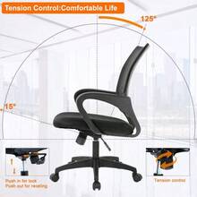 Home Office Chair Ergonomic Desk Chair Mesh Computer Chair With Lumbar Support Armrest Executive Rolling Swivel Adjustable Mid Back Task Chair For Women Adults Black - 黑色 - 查看 5