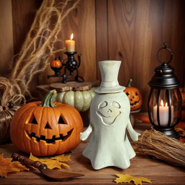 1 stuk Halloween Hars Wit Kap Spook Huisdecoratie Beeldje Ambacht Ornament