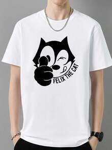 Couple Wear Cartoon Rabbit Print T-Shirt. Casual Short Sleeve Crew Neck T-Shirt That Can Be Worn By Both Men And Women. - 白色 - 查看 1