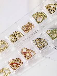 1Box Cute Nail Drill Gold Rhinestone Chains Nail Jewelry Sets - Nail Art Jewelry Sets And Nail Technique Supplies That Nail Artists Must Have For Women And Girls Diy Glamorous Nail Art Decorations, Explore The Charm Of Nails Nail Charms Nail Gems