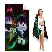 WB 1/15PCS Harley Joker Villain Quinns Bath Towel Beach Towel Female Silk Printed Long Skirt Wrapped Bikini Covered Sunscreen Blanket
