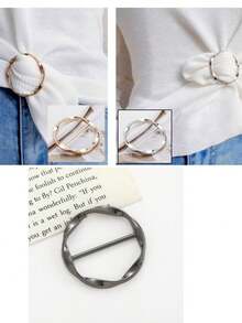 1/2/5 szt. Eleganckie złote okrągłe klipsy do szalików ze stopu | Wielofunkcyjne klamry do koszul i regulatory pasków dla kobiet i dziewcząt – modne akcesoria do szalików, pasków i koszulek z błyszczącym metalicznym wykończeniem, idealne do codziennych stylizacji, strojów imprezowych i warstwowych stylizacji (trwała konstrukcja ze stopu, łatwe w użyciu i uniwersalne na wszystkie pory roku)