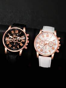 1/3/4/5 pièces Montres Élégantes pour Femmes en Quartz Romain - Cadran Rond à La Mode avec Bracelet, Idée de Cadeau Parfaite