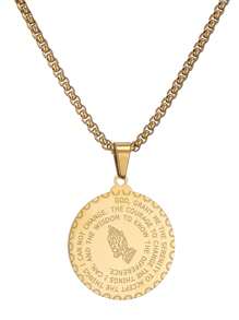 1 Pieza Collar De Oración De Serenidad Para Hombres Con Colgante De Moneda De Oración De Manos Orando Para Mujeres Del Versículo De La Biblia De La Oración Del Señor Regalo De Joyería De Coraje Y Sabiduría Para Niños Acero Inoxidable 24 Pulgadas