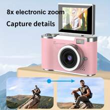 Fotocamera digitale, fotocamera ad alta definizione adatta per fotografia, registrazione video, messa a fuoco automatica, fotocamera ad alta risoluzione, anti-shake, zoom digitale 8x e fotocamere digitali, adatta come regalo di compleanno, Capodanno e Natale per principianti adulti