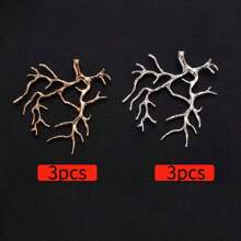 Set de 6 piezas de marcos colgantes con diseño de rama de árbol DIY, para joyería hecha a mano, que incluye 3 piezas en color dorado y 3 piezas en color plata de bases de colgante de cristal de cobre para hacer collares, suministros de manualidades para hombres y mujeres