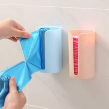 1pc Home Wall Mount Plastic Bag Holder Dispenser Hanging Storage Trash Garbage Bag Kitchen Garbage Organizer