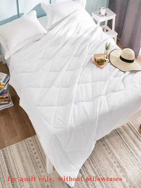 1pc 200g/㎡ Quilted Comforter, Made Of Polyester Microfiber, Soft & Comfortable, Machine Washable, Suitable For All Seasons