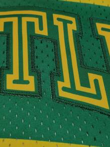 KTYSDE 男士40号黑色复古篮球背心，西雅图字母印花+刺绣，宽松无袖圆领背心，适合篮球、运动、跑步、街头穿着，男女通用 - 黑色 - 查看 5