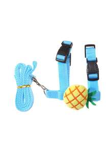 可调节兔子背带和牵引绳套装，草莓、胡萝卜等水果形状可爱宠物背心背带和牵引绳装饰，适用于兔子、雪貂等小型宠物，训练、散步、休闲，1套/2件装/3件装