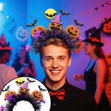 2025 万圣节头带散装套装 - 成人恐怖南瓜/魔鬼/骷髅/女巫设计、派对礼品和角色扮演配饰（可调节）、发带、发箍、发饰、节日配饰