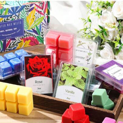 1/16 Paquete de cubos de cera perfumada de verano para calentadores, 3 Oz de cubos de cera de soja con aroma intenso y de larga duración, velas de verano con fragancias de magnolia, lavanda, rosa y manzana, decoración y regalo festivo, 16 fragancias