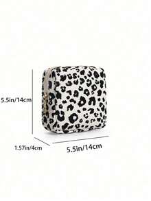 Leopard Print Sanitary Napkin Storage Bag, Minimalist Corduroy Functional Storage Bag Portable Menstrual Cup Bag, Menstrual Pad Bag, Sweet Corduroy Square Makeup Toiletry Storage Bag, Sanitary Napkin Bag, Menstrual Cup Storage Bag, First Menstrual Cycle Bag - Multicolor - View 8