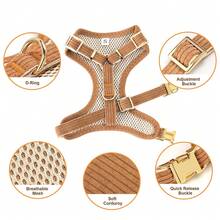 1套天鹅绒蝴蝶结狗项圈和牵引绳套装 - 棕色 - 查看 3