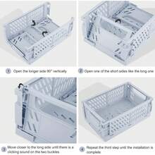 Plastic Foldable Storage Box, Foldable Basket, Stackable Cute Makeup, Jewelry, Toy Storage Box, Portable Plastic Stackable Foldable Stationery Storage Box, Minimalist Cute Student Office Desk Organizer - Multicolor - View 6