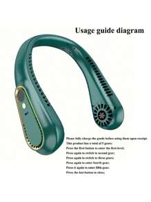 1pc Neck Hanging Fan. Bladeless Neck Fan. 1200mAh Battery Upgraded Version. Long-Lasting Battery Life, 5 Adjustable Speeds. LED Display, Suitable For Students, Office, Outdoor Travel. Perfect Gift, Essential For Holidays