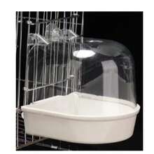 Clear Hanging Bird Bath For Cage Parakeet Bird Cage Accessories Parrots Bathtub Bath Shower Cage For Canary Budgerigar Cockatiel