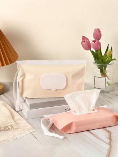 2pcs Baby Portable Diaper Bag, Tissue Bag, Baby Wipes Dispenser, Refillable Wet Wipes Holder, Reusable Wet Wipes Pouch