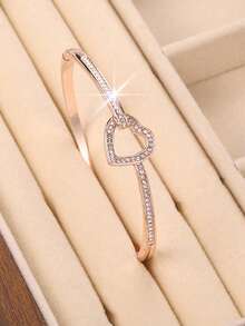 Fashion Charming Girl Heart Bangle Shinny Rhinestone Bracelet For Gift Party Accessory - Fashion Heart Bracelet - View 14