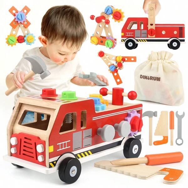 vanplay Vanplay 47-teiliges Werkzeugset aus Holz für Kleinkinder im Alter von 2–4 Jahren – Montessori-Rollenspiel-Bauspielzeug, Geburtstags- oder Weihnachtsgeschenk für Jungen und Mädchen