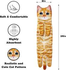 Fun Cat Hanging Towel & Face Towel - Super Absorbent Soft Orange| Gift For Cat Lovers (Housewarming, Birthday, Christmas) - A-Cam - Xem 7