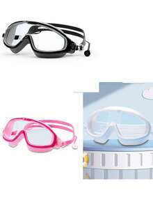 1/2/3 件超大号游泳镜，防雾防水硅胶游泳眼镜带耳塞，适合游泳训练和休闲，节日礼物，时尚设计，适合专业训练、成人、沙滩必需品、沙滩配件、泳池浮板 - 彩色 - 查看 21