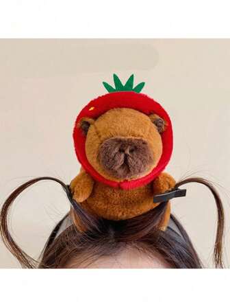 1pc קפיברה קטיפה מצוירת תועה סרט לשיער באיכות גבוהה, אביזר לשיער מצחיק, נכס לצילום, חבל סרט לשיער, מתנה לחג המולד ויום הולדת לחבר, לסתיו ולחורף מוצרים חדשים