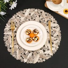 1pc/4pcs/6pcs/8pcs Butterfly PVC Heat-Insulating Round Placemats, Washable Non-Slip Tableware Mats For Hotel, Restaurant, Home Dining - Butterfly Placemat - View 5
