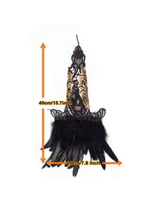 1 Gothic Imitation Leather Hook Finger Glove With Vintage Lace Hollow Wristband And And Lace Up Sleeves, Suitable For Sstage, Drama, Cosplay, Halloween