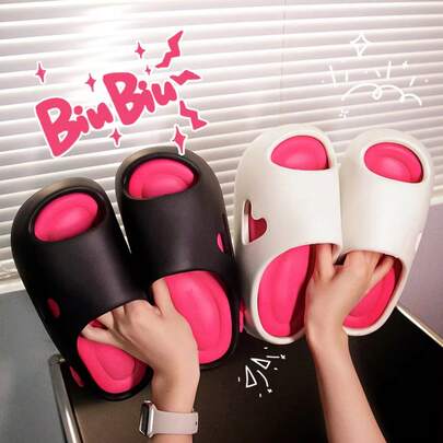 Multicolor Fashion Women's Slippers,Sandals.Platform Plat With Anti Slip Indoor Outdoor Shoes Hollow Cute Heart Comfortable Slippers,Multicolor Non-Slip Thick Shower Shoes,For Summer Home Outside,Walking In The Park, Walking On The Beach, Daily Shopping, Picking Up Express Delivery, Daily Clothing Matching, Adding Vitality And Fashion Sense