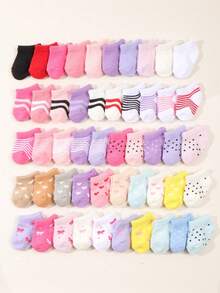 12双女婴随机波尔卡圆点和条纹图案袜子