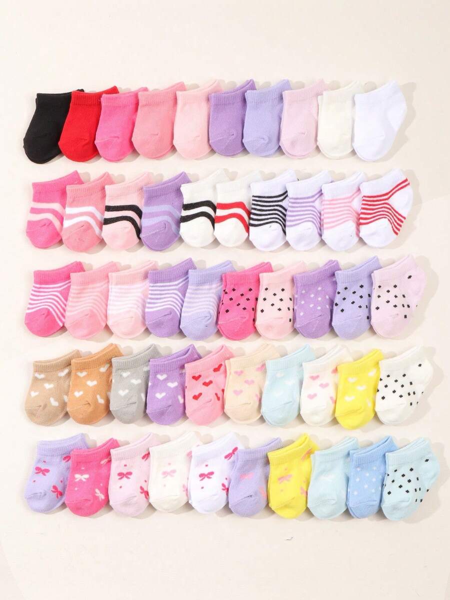 12双女婴随机波尔卡圆点和条纹图案袜子