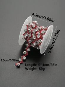 91.44 厘米/36 英寸闪亮水晶水钻链饰，闪亮钻石丝带贴花适用于 DIY 缝纫、新娘礼服、服装装饰、婚礼工艺品、时尚珠宝配饰 - 1 厘米宽