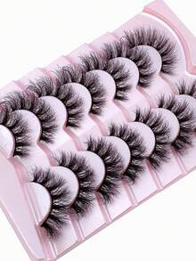 New Arrival 7 Pairs Cat Eye 3d Natural False Eyelashes + 5d Wispy Cross Manga Eyelash Mascara, Soft & Natural-Looking Eyelash Extension Makeup - Natural Lashes - View 2