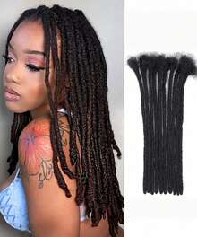 CEXXY 0,6 Breite Dreadlocks, brasilianisches Echthaar, gehäkelte Zopf-Haarverlängerung, Echthaar-Loc-Extensions, 10 Stränge Dreadlock-Extension, Echthaar, vollständig handgefertigt, Echthaar-Dread-Extension für Männer, Frauen und Kinder, Echthaar-Locs können gelockt und gefärbt werden, 15,2 - 50,8 cm, 1B