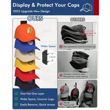 Hat Organizer For Baseball Caps 4 Pack, Hat Rack For Wall Hold Up To 24 Hats With Strong Adhesive, Multilayer Organizers And Storage Hat Holder Hanger Display For Door Closet And Bedroom - 黑色 - 查看 3