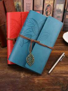 1pc Personalized Customized Vintage Leather Cover Notebook, Travel Journal, Loose-Leaf Notepad, Back To School Student Writing Notebook,Christmas Gift Supplies