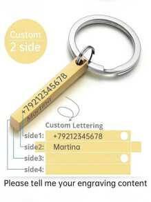 Breloc personalizat din oțel inoxidabil, gravat pe 4 fețe cu text, nume, dată, logo, număr, inel breloc personalizat, Ziua Tatălui, Ziua Mamei, cadou pentru iubit, iubită, cadou de dragoste, P039