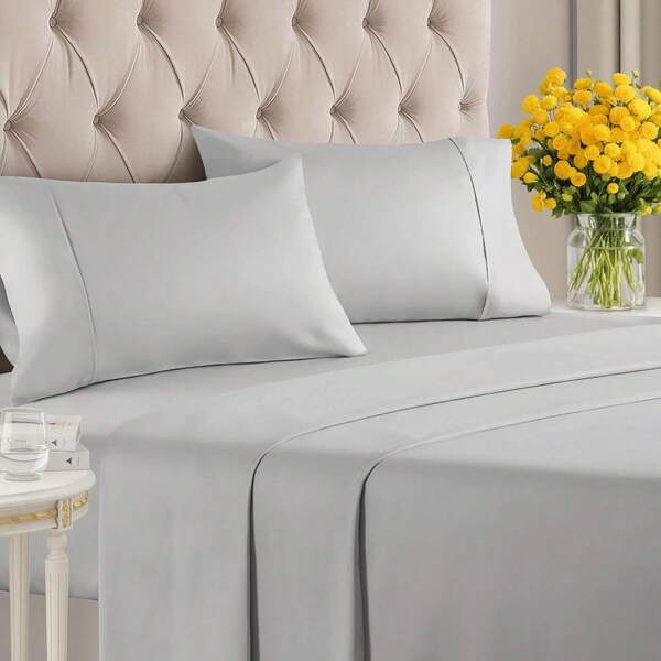 CGK Linens 4 Piece Sheet Set 100% Cotton 1000 Thread Count - Softer Than Egyptian Cotton - Soft Sateen Weave - Hotel Quality Luxury Bedding - Up To 16" Deep Pocket – Fitted