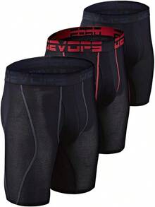 Men's Cool Dry Mesh Boxer Trunks 6-Inch Briefs, 3-Pack - 9吋_(黑/黑/黑) - 查看 1