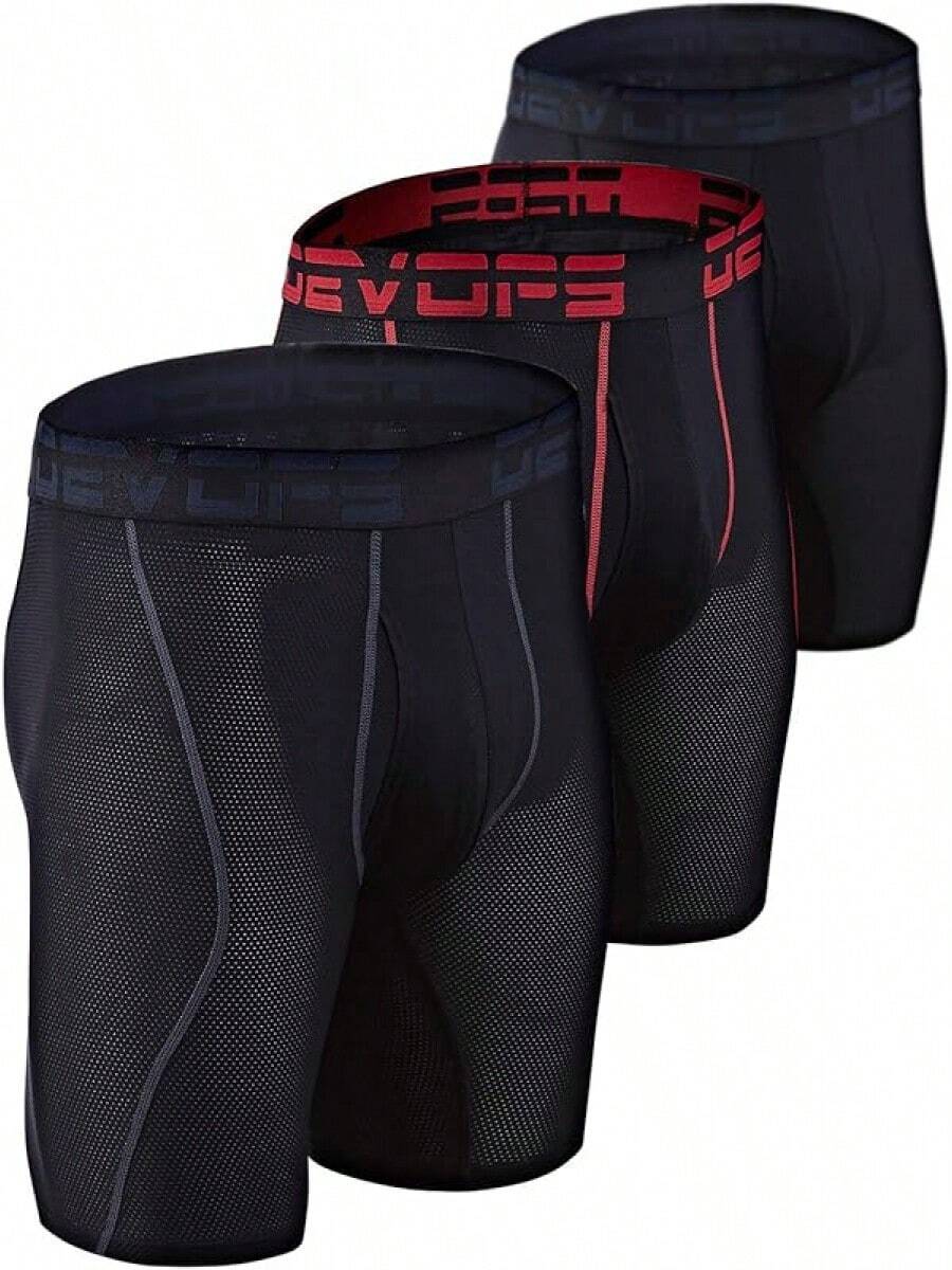 Men's Cool Dry Mesh Boxer Trunks 6-Inch Briefs, 3-Pack - 9吋_(黑/黑/黑) - 查看 1