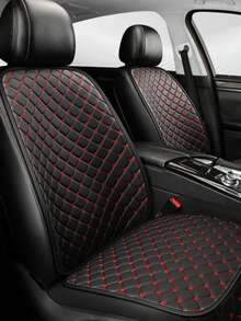 2pcs Car Seat Cushion Set, Star Embroidery, Universal 4-Season Front Seat Cushion + Backrest Cover, Non-Slip, Suitable For All Vehicle Models - Black and White - View 3