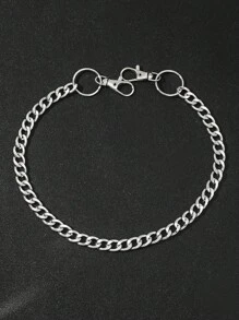 1pc Men's Double Layer Silver Pant Chain, Thick Circle Chain Accessory Suitable For Suit Pants, Everyday Wear Autumn-Winter Accessories Halloween Costume,Suitable For Teens, Youth,Men,Casual, Outdoor, Athletic, Vacation, Graduation Gifts, Birthday, Daily Wear