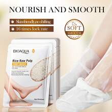 10pcs Rice Exfoliating Foot Mask, 5 Pairs Of Foot Masks, Elastic And Smooth, Exfoliating Calloused Dead Skin, Suitable For Both Men And Women, Used For Daily Foot Care For Dry, Aging, And Cracked Foot Car - White - View 2