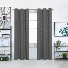 2 Pcs Blackout Curtains For Bedroom & Living Room - Diamond Foil Print, Grommet Top, Thermal Insulated & Room Darkening (Blocks Sun, Saves Energy) - 淺灰色 - 查看 1