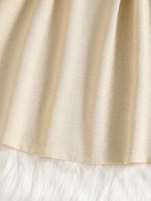 1pc Tween Girls' Long Sleeve Dress, Color Block Ruffle Collar, Khaki Color Double-Breasted Decoration, Elegant & Gentle Style, Suitable For Early Autumn - Khaki - View 6