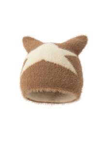 1件新款毛绒猫耳五角星头饰，保暖防风防寒，冬季适用 - 彩色 - 查看 10