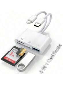 1 Packung Kamera-dedizierter SD-Kartenleser | 2-in-1 + 3-in-1 USB 3.0 Hochgeschwindigkeits-Adapter | Unterstützt SD/TF (Micro SD) Speicherkarten | Handyzubehör kompatibel mit Handys der Serien 15/14/13 | Universal für Tablets | Digitalkamera Zubehör | Plug and Play