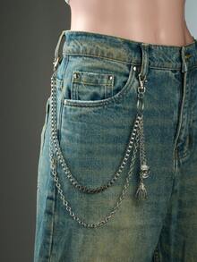 CIZME 1 件时髦不锈钢尖刺裤链，适合女士日常装饰，Y2k 星星裤链口袋链，适合裤子骑行者嘻哈朋克链珠宝牛仔裤链，适合音乐节配饰，银色时尚，适合音乐节音乐会角色扮演 - 褲鏈 - 查看 10