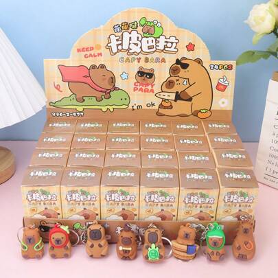 24pcs Capybara Doll Boxes, Birthday Gift Capybara Boxes, Capybara Surprise Gifts, Cute Cartoon Figurine Pendants, Party Favor Small Gifts, Christmas Gifts, Halloween Decor, Christmas Decoration